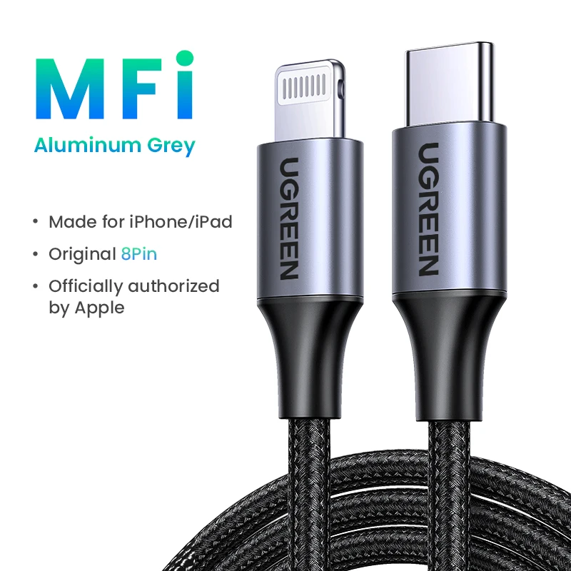 UGREEN MFi USB C к Lightning Кабель 20W для Быстрой Зарядки iPhone и iPad — фото товара