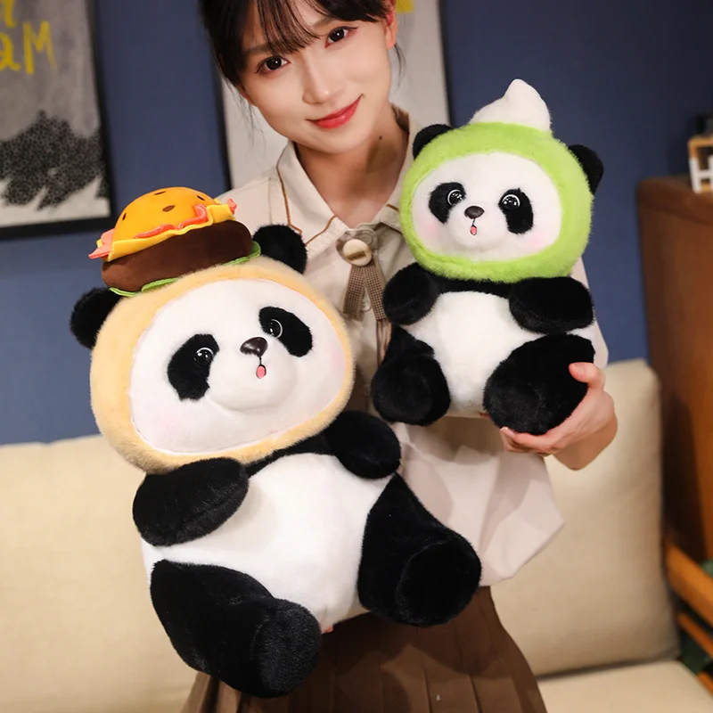 30/40CM Cartoon Foodie Panda Plush Toy ChineseIce Cream Hamburger Take-Out Food Panda Doll Festival Gifts for Birthday Gift