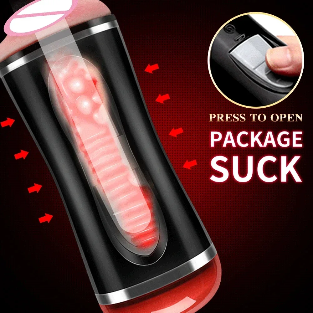 2IN1 Automatic Masturbation Cup Real Vaginal Oral Sex Dual Channel Vibrating Male Masturbator with Bracket Pocket Pussy Sex Toys