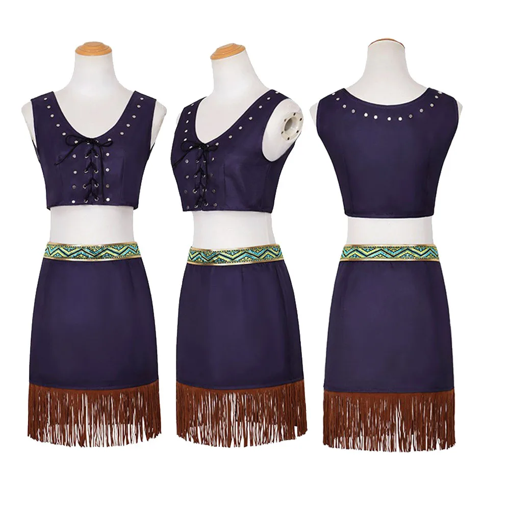 

Female Girl Nico Cosplay Summer Costume Dress Outfits Halloween Carnival Party Suit Bow Tassel Skirt Set