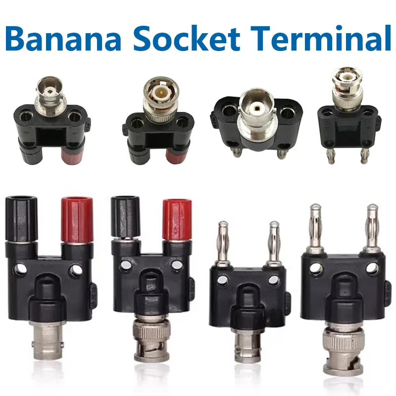 5PCS 4mm BNC To Banana Plug Socket Q9 Coaxial Connector Female Male Three-way Audio Adapter