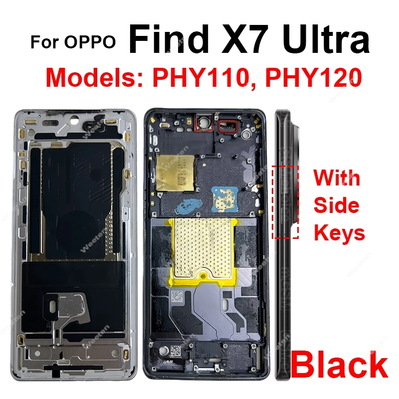 Middle Frame Cover For OPPO Find X6 X7 Pro Ultra Middle Frame Cover Middle Housing with Camera Lens Frame Side Buttons Repair