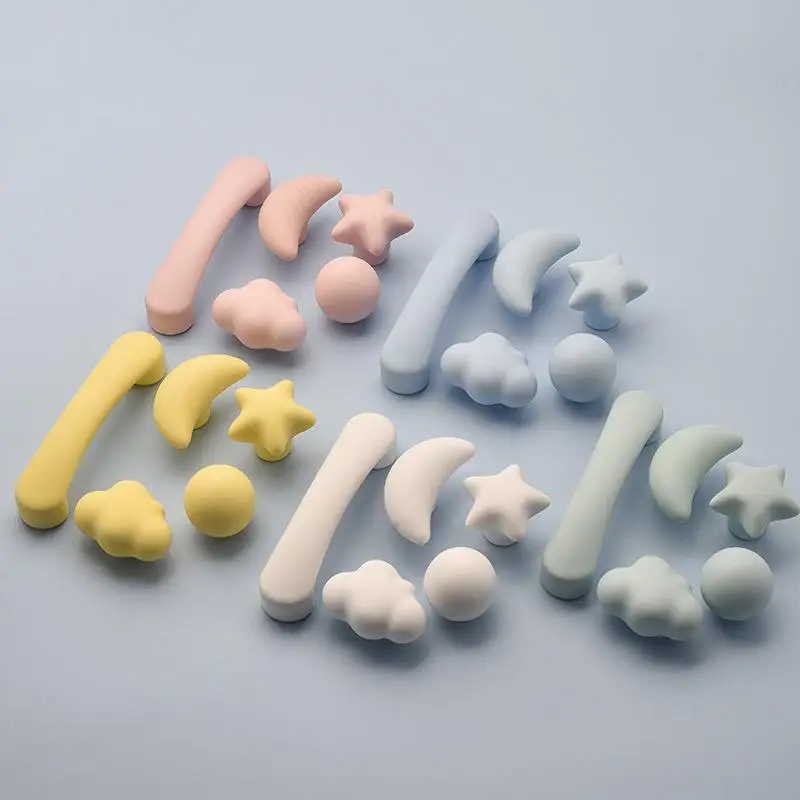 Ceramic Cabinet Pull Handle Cute Star Moon Cloud Shape Colorful Drawer Knob For Wardrobe Cupboard Furniture Decoration