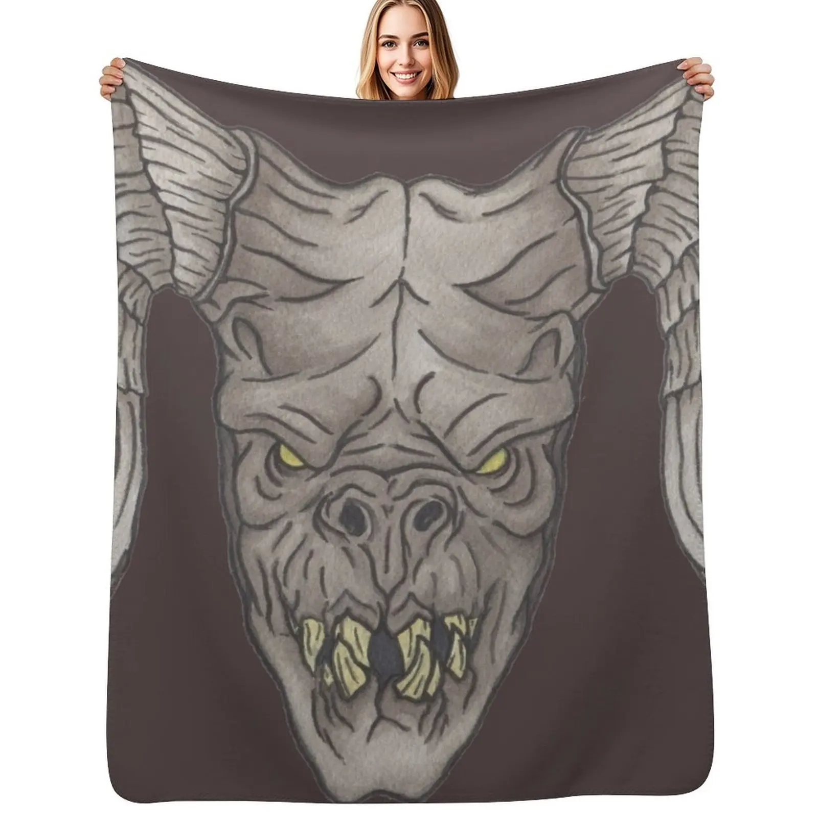 

Deathclaw Head. Throw Blanket Picnic For Sofa Thin Thin Furry Blankets