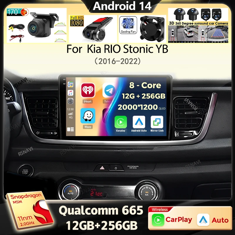 

Android 14 Carplay Auto Car Radio For Kia RIO Stonic YB 2016 2017 2018 2019 2020 2021 2022 GPS Multimedia Video Player Stereo BT