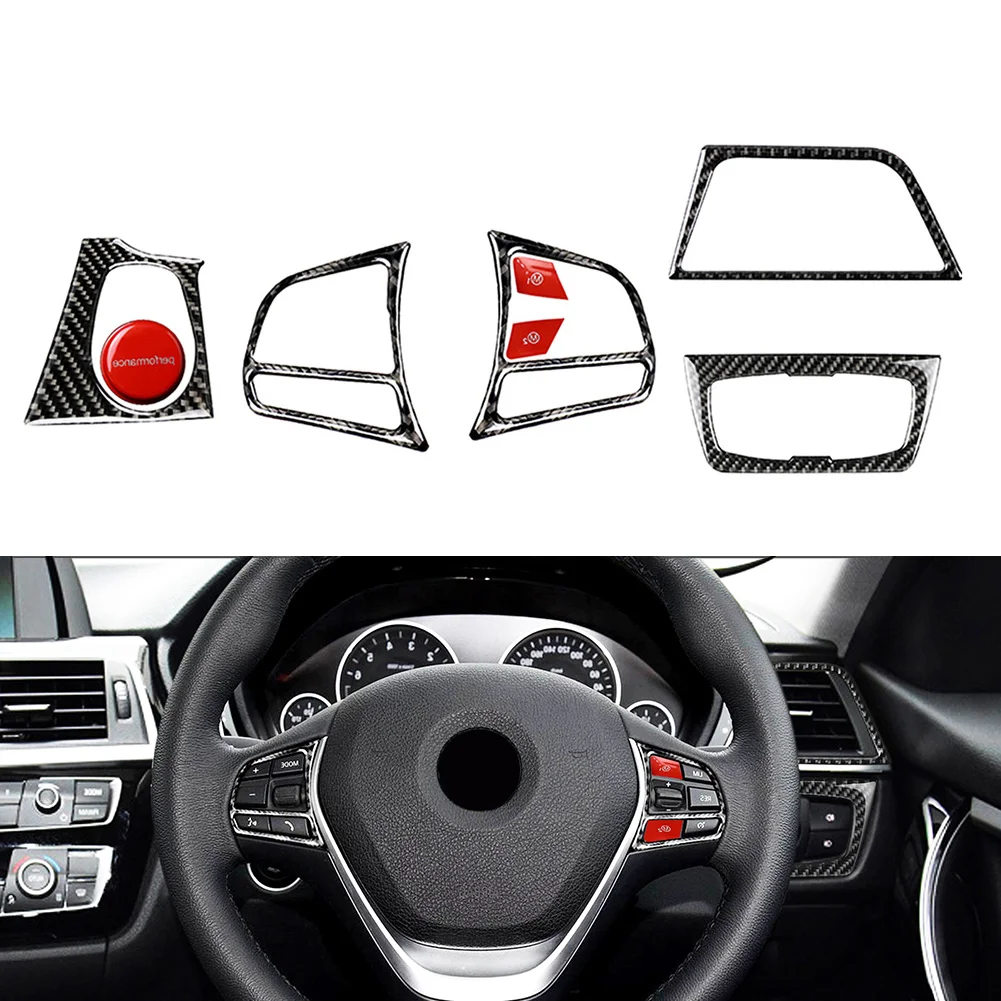 8 Pcs Car Steering Wheel & Button Trim Decoration Stickers For BMW 3 Series F30 GT F34 2013 2014 2015 2016 2017 2018 2019 RHD