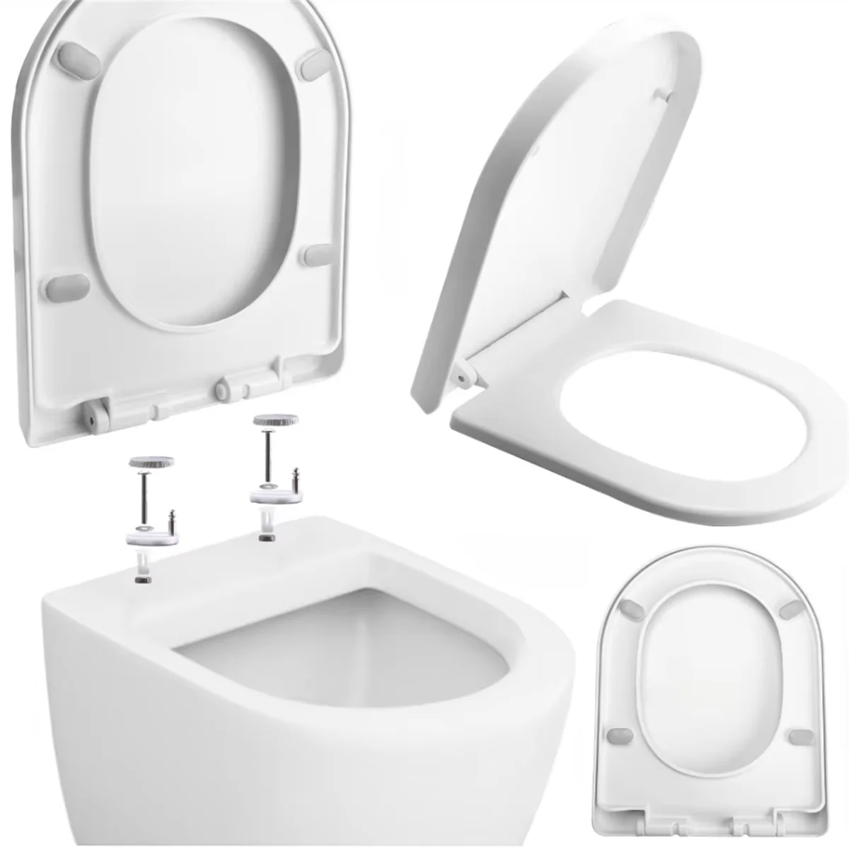 

Белое сиденье для унитаза, медленное закрытие, регулируемые петли, легко устанавливается и чистится, мягкое закрытие сиденья для унитаза для сантехники, детали для унитаза