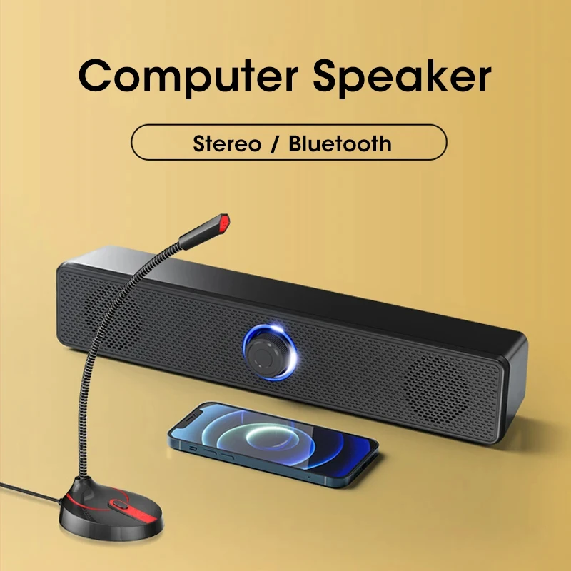 

Саундбар Bluetooth 5.0 с объемным звуком 4D, стереоколонка для домашнего кинотеатра с сабвуфером, проводной и беспроводной, для ПК, ноутбуков, игр и просмотра фильмов