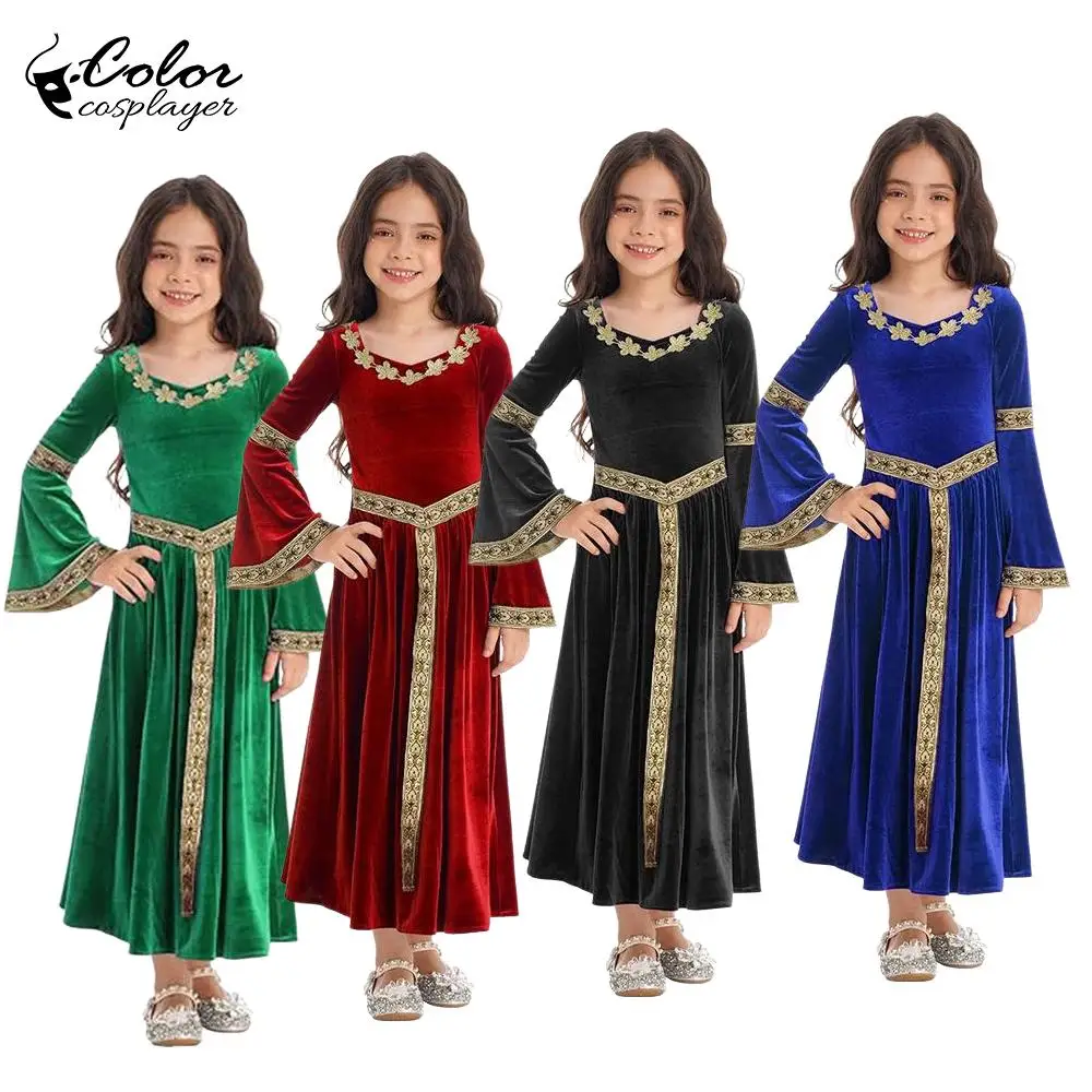 

Элегантное средневековое придворное платье, платье маленькой принцессы, праздничное платье для выступления на сцене, винтажный халат со свободными рукавами, детская европейская одежда