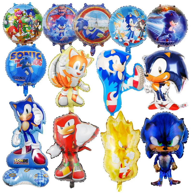 50pcs Cartoon Style Sonic Hedgehog Periphery Balloon Party Decoration Sonic Boy Game Aluminum Film Balloon Christmas Toy Gift