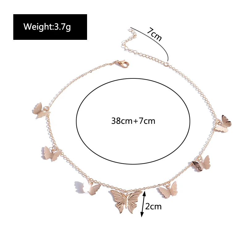 Aihua Niedliche kleine türkische Glücksauge-Schmetterlings-Halskette für Frauen, Statement-Halskette, Halsketten, Chocker, Damenschmuck – Detail 21