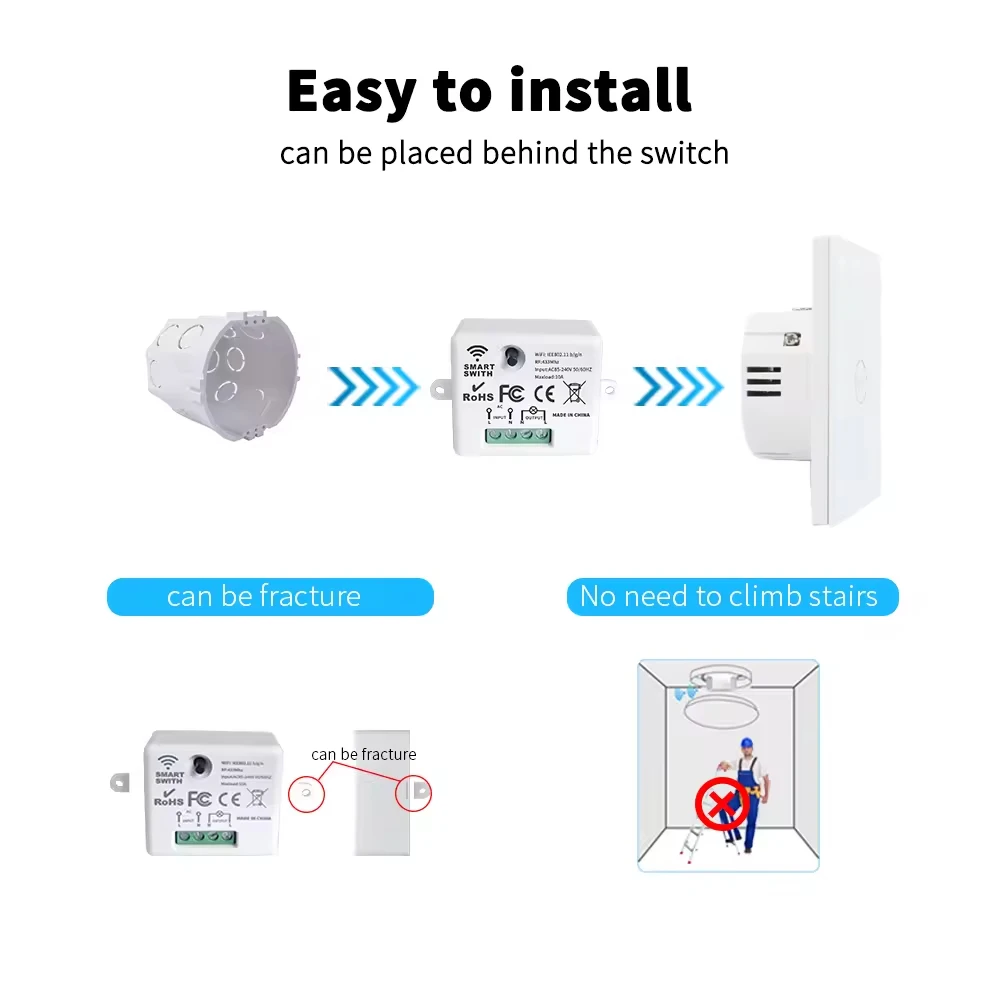 RF433 Smart Switch Voice Control Alexei Google 100-Meter Range Application Control Smart Home Lighting Easy DIY