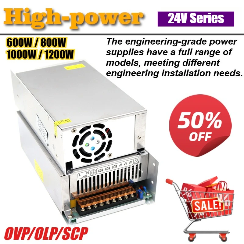 

Lighting Transformers,24V 600W/800W/1000W/1200W High-power DC LED Industrial Control Power Supply