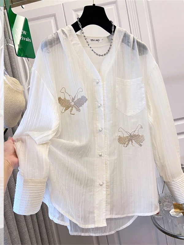 

Новая летняя свободная блузка персикового цвета для женщин: легкая, премиум-качество, с длинным рукавом, из полиэфирного волокна, остатки на складе