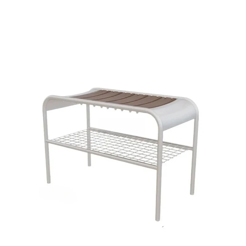 LHM  medieval style shoe change stool home door entry sitting wear shoe rack wrought iron retro