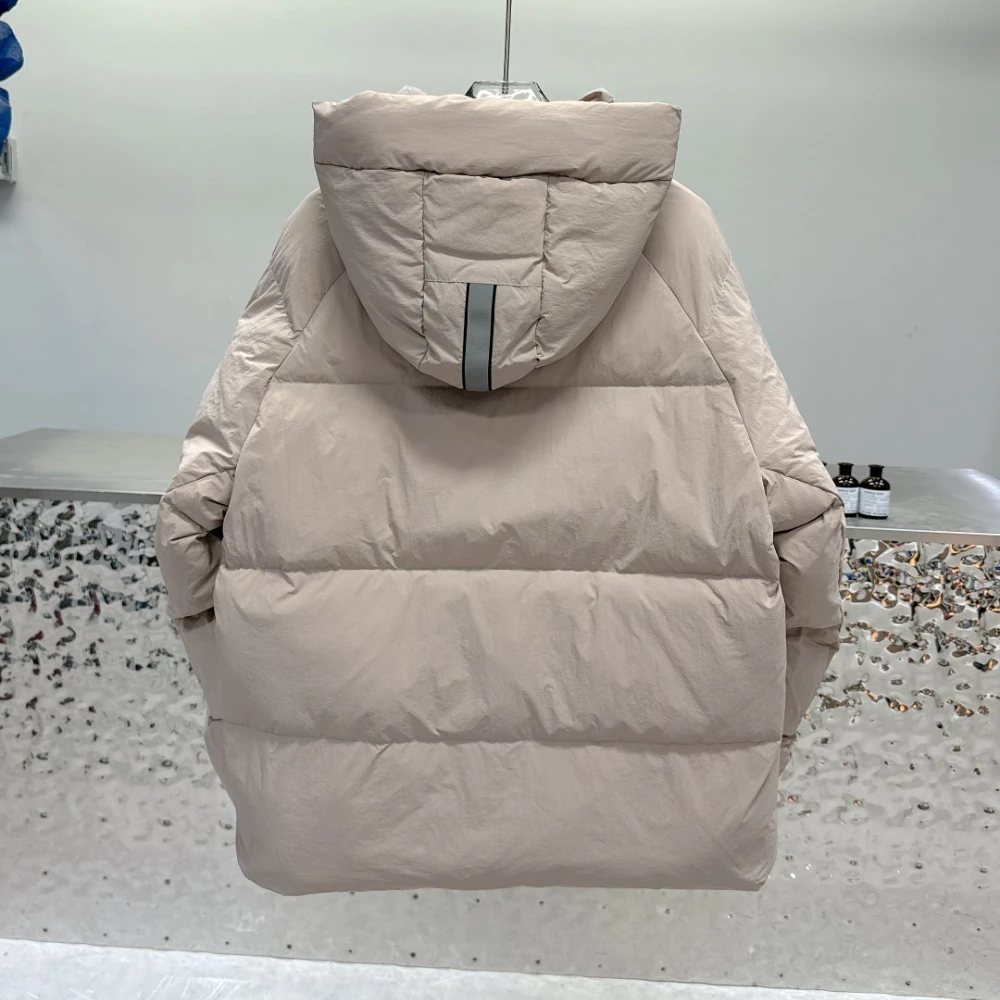 الرجال الفاخرة الشتاء مقنعين الأبيض بطة أسفل معاطف 2025 العلامة التجارية في الهواء الطلق فضفاض الخبز الستر الذكور بلون مصمم ملابس خارجية #3