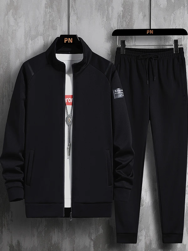 

Повседневный свободный мужской свитер с воротником-стойкой, осенняя одежда, комплект из двух предметов Haome, спортивная одежда с длинными рукавами, молодежная мода