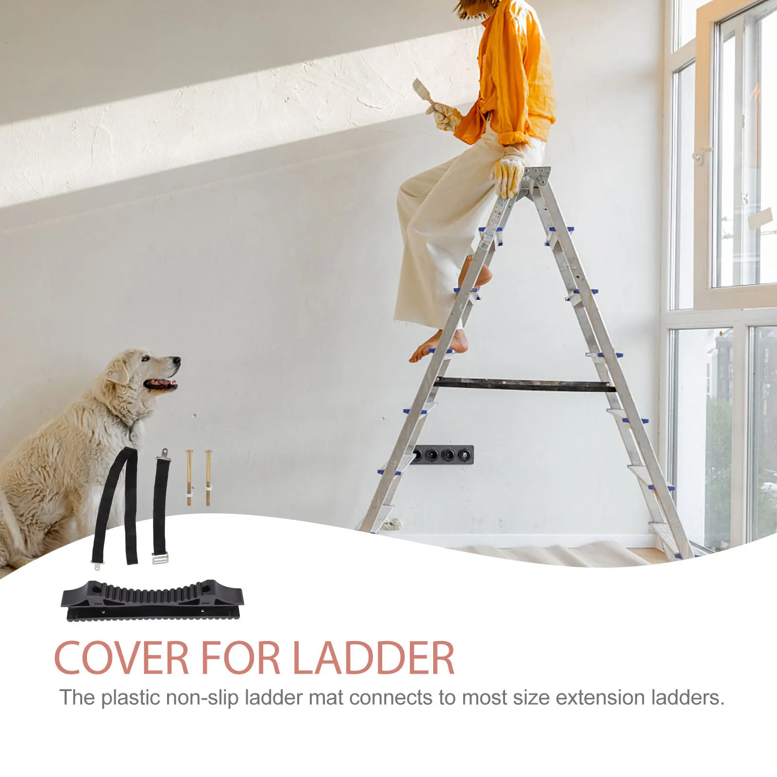 

1 Set Anti-Slip Mat For Extension Ladders Arc Design Fixing Kit Plastic Climbing Stabilizer Ladder Pole Protector Home Ladder