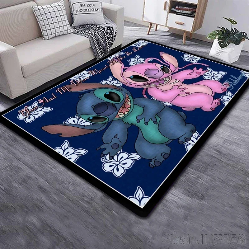 Disney Stitch Animation Teppich Teppiche 120 x 160 cm Dekor für Wohnzimmer Kinderzimmer Sofa Badezimmer Kinder Bodenmatte