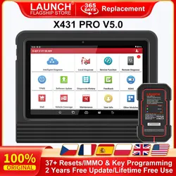 LAUNCH X431 PRO V5.0 OBD2 Car Scanner IMMO/Key Programming Auto Diagnostic Tool DBScar VII CANFD DOIP 37+ Resets ECU Coding Scan