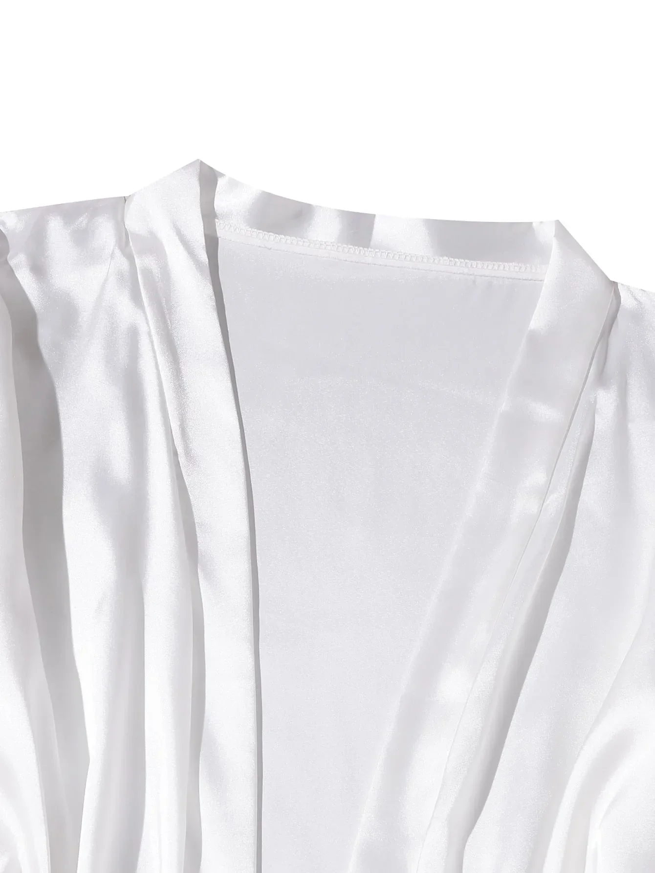 4PCS frauen Lange Pyjamas Set Weiß Spitze Satin Seide Nacht Dessous Tops Und Shorts Casual Nachtwäsche Lose Hochzeit hause Kleid