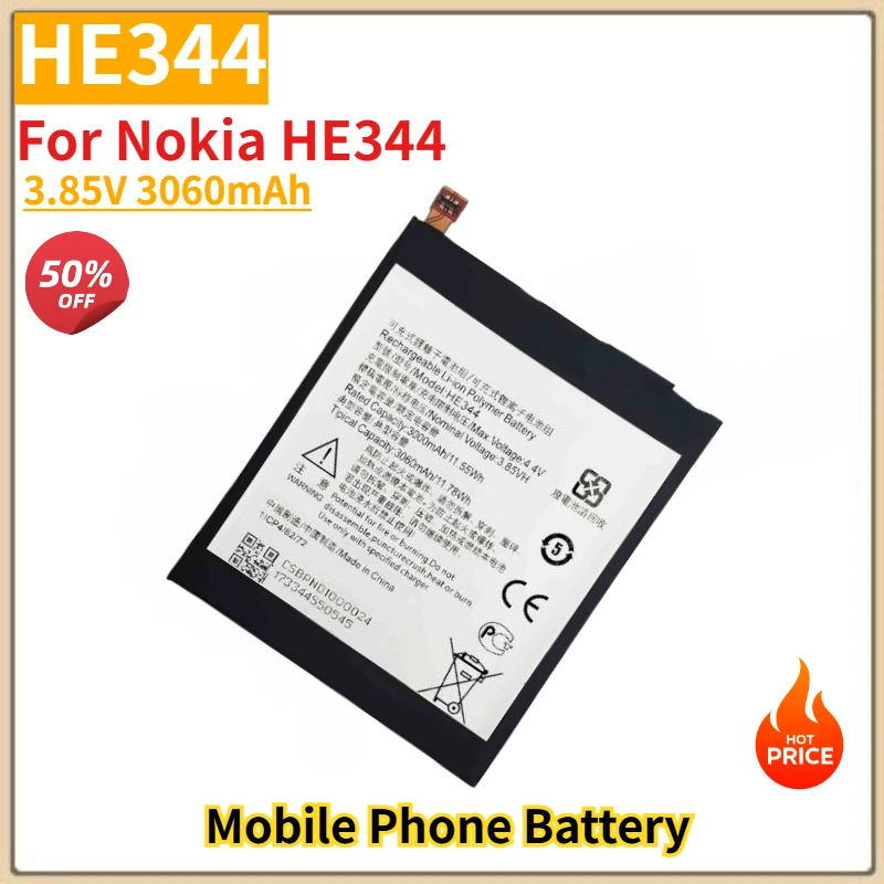 

HE344 High Quality Phone Battery 3.85V 3060mAh For Nokia HE344 Brand New Replacement Battery