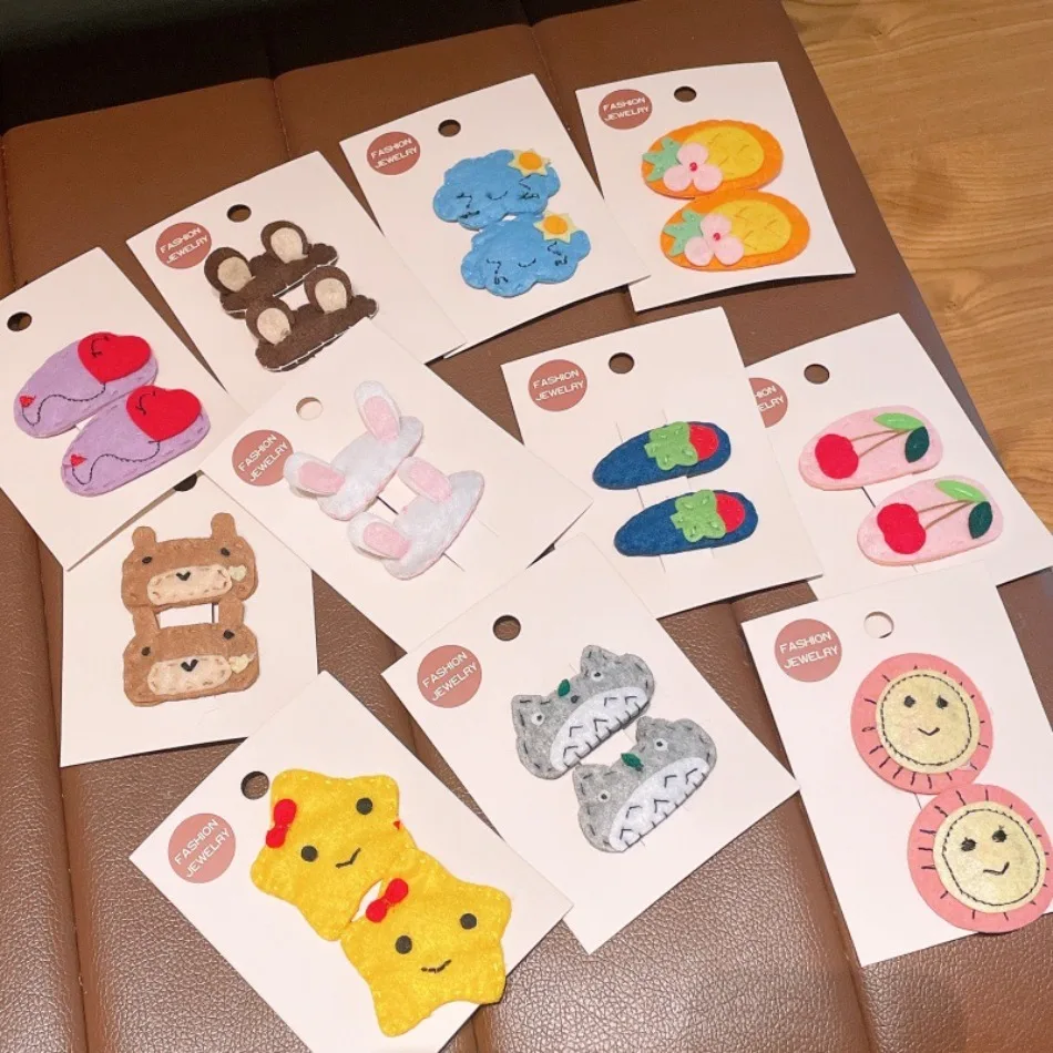 

Cute Toddler Felt Cartoon Children Hairpin Baby Girl Headdress Handmade Clip Little Girl Broken Hair BB Clip Bangs Hairpin ZX07