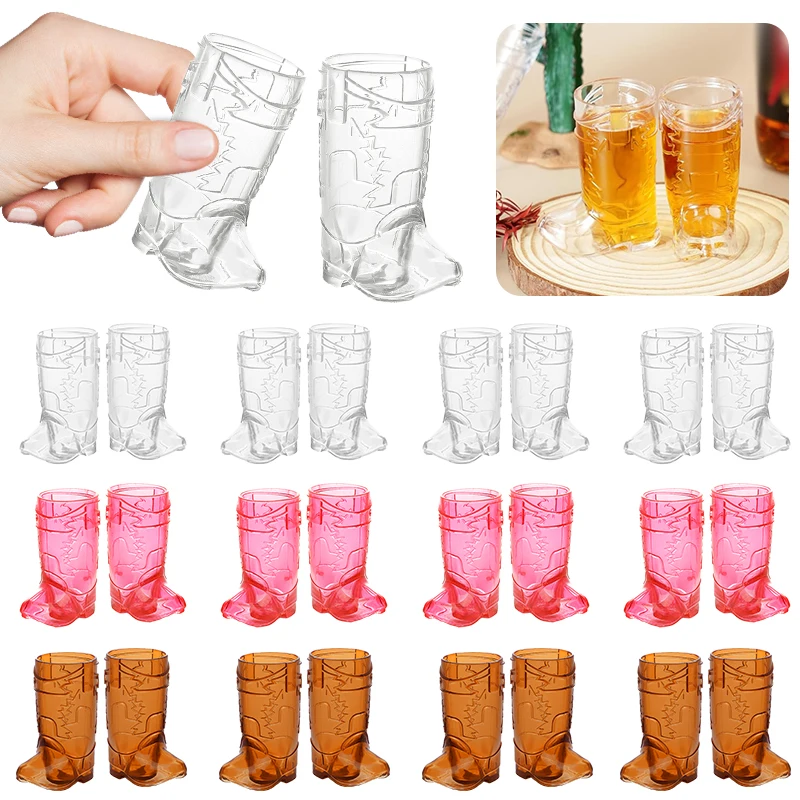 Mini verres à Shot pour bottes de Cowboy, 10 pièces, gobelets en plastique transparent, décoration de fête d'anniversaire pour adultes, fournitures de fête d'enterrement de vie de jeune fille de