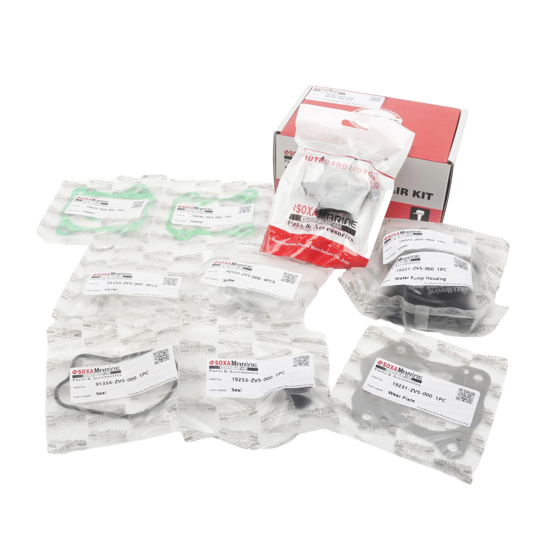 

06193-ZV5-020 Water Pump Impeller Repair Service Kit with Housing for Honda 4-Str 35 40 45 50 HP Outboard Engine 06193-ZV5-010