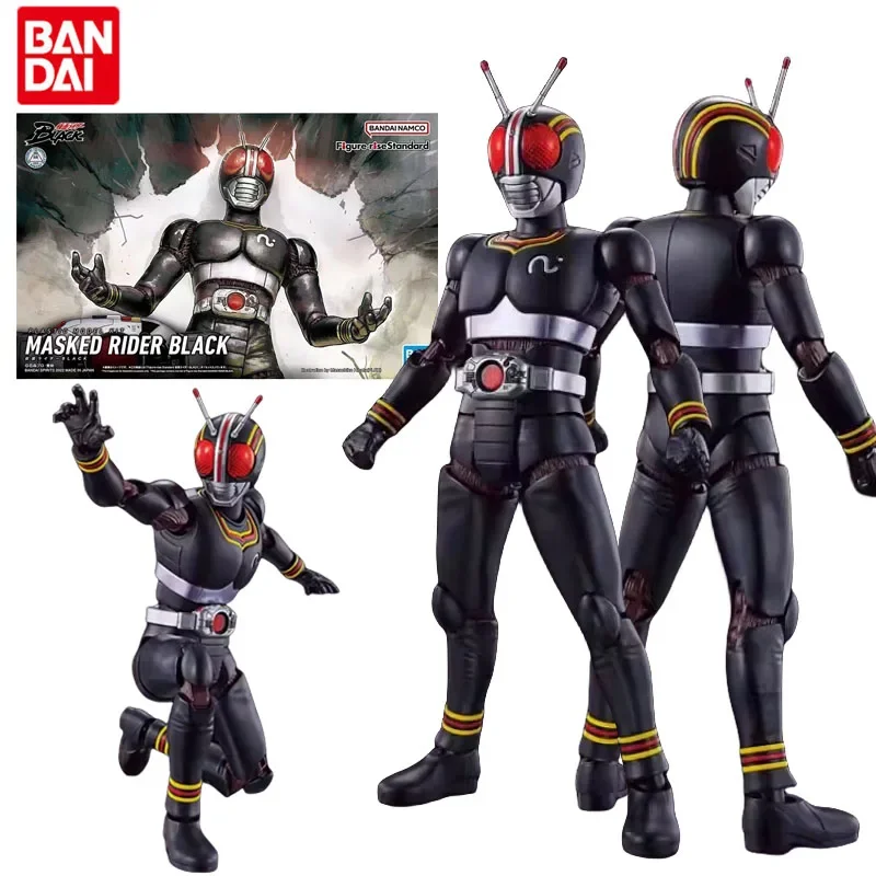 Bandai Genuine Figure-rise Standard Masked Rider Black Action Anime Figure Assemble Toy Kids Christmas Gift Collectible Model