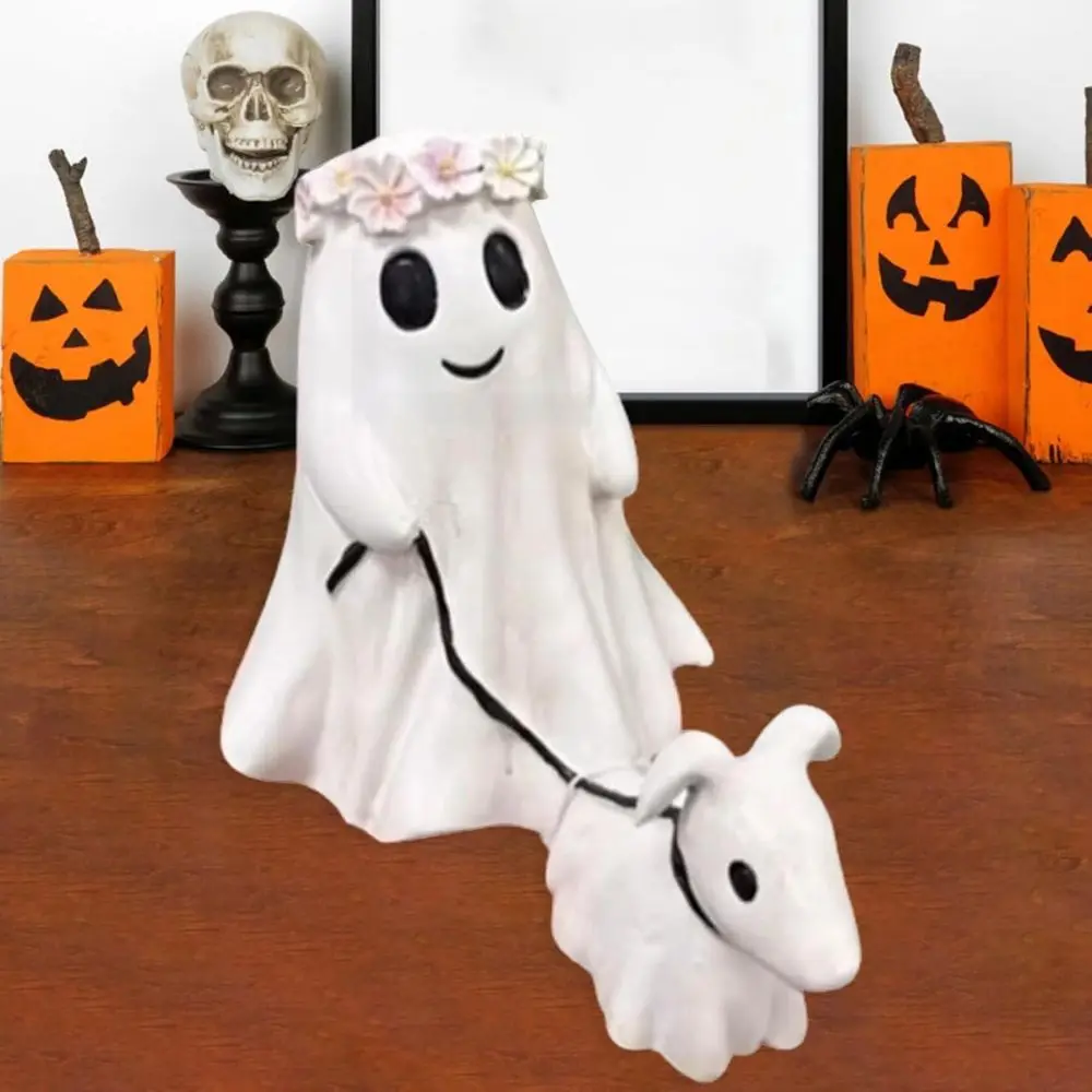 Halloween Ghost Walking Dog Statue Ornament, Cute Ghost Walking Puppy Decoration, Halloween Home Tabletop Decoration