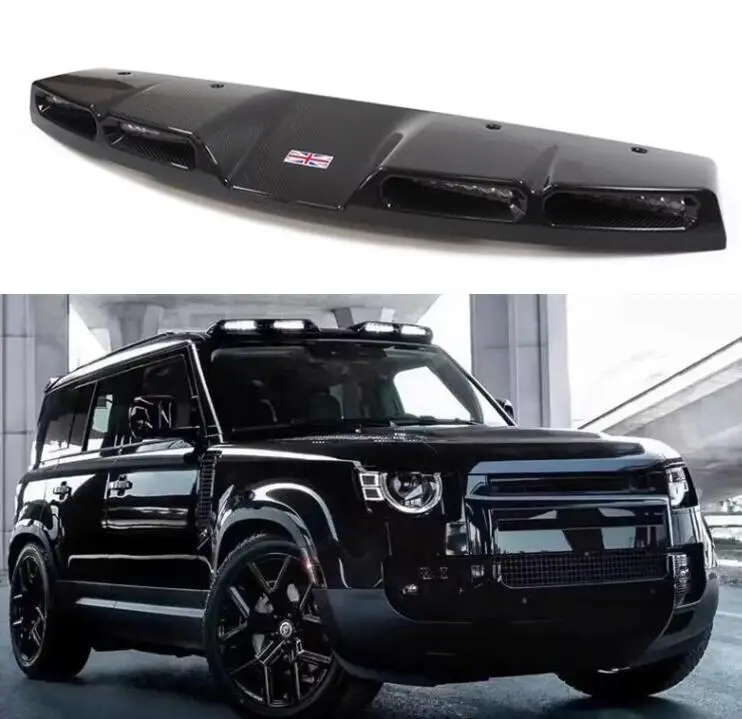 

Carbon Fiber For Land Rover Defender 90 110 2020 2021 2022 2023 2024 Front Top Roof Wing Lip Tail Trunk Spoilers 4 LED Style