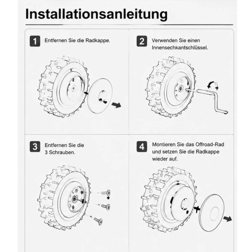 Steep Incline Tires Off-Road Wheels 35 Percent Climbing Ability For Segway Navimow I105E Enhanced Grip Offroad Wheels