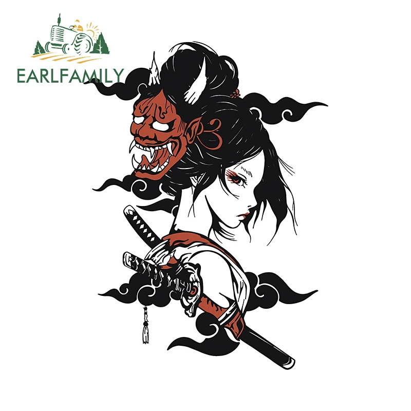 EARLFAMILY-Autocollants de Samouraï pour Voiture, Personnalité Créative, Protecteur de Porte, Décoration Intéressante, 13cm