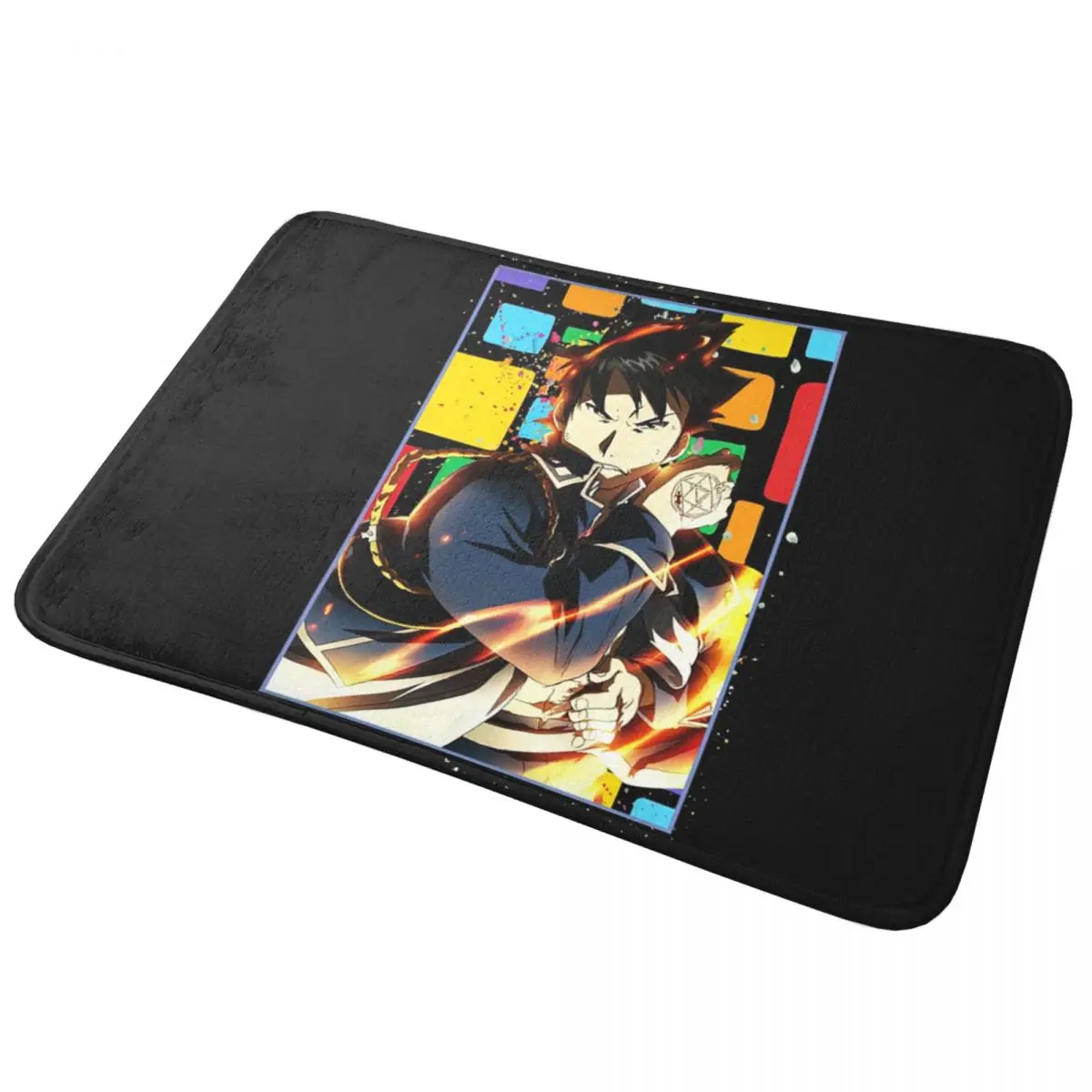 Roy Mustang Fullmetal Alchemist animado hermandad felpudo antideslizante alfombra para entrada de cocina alfombrilla para pies de casa
