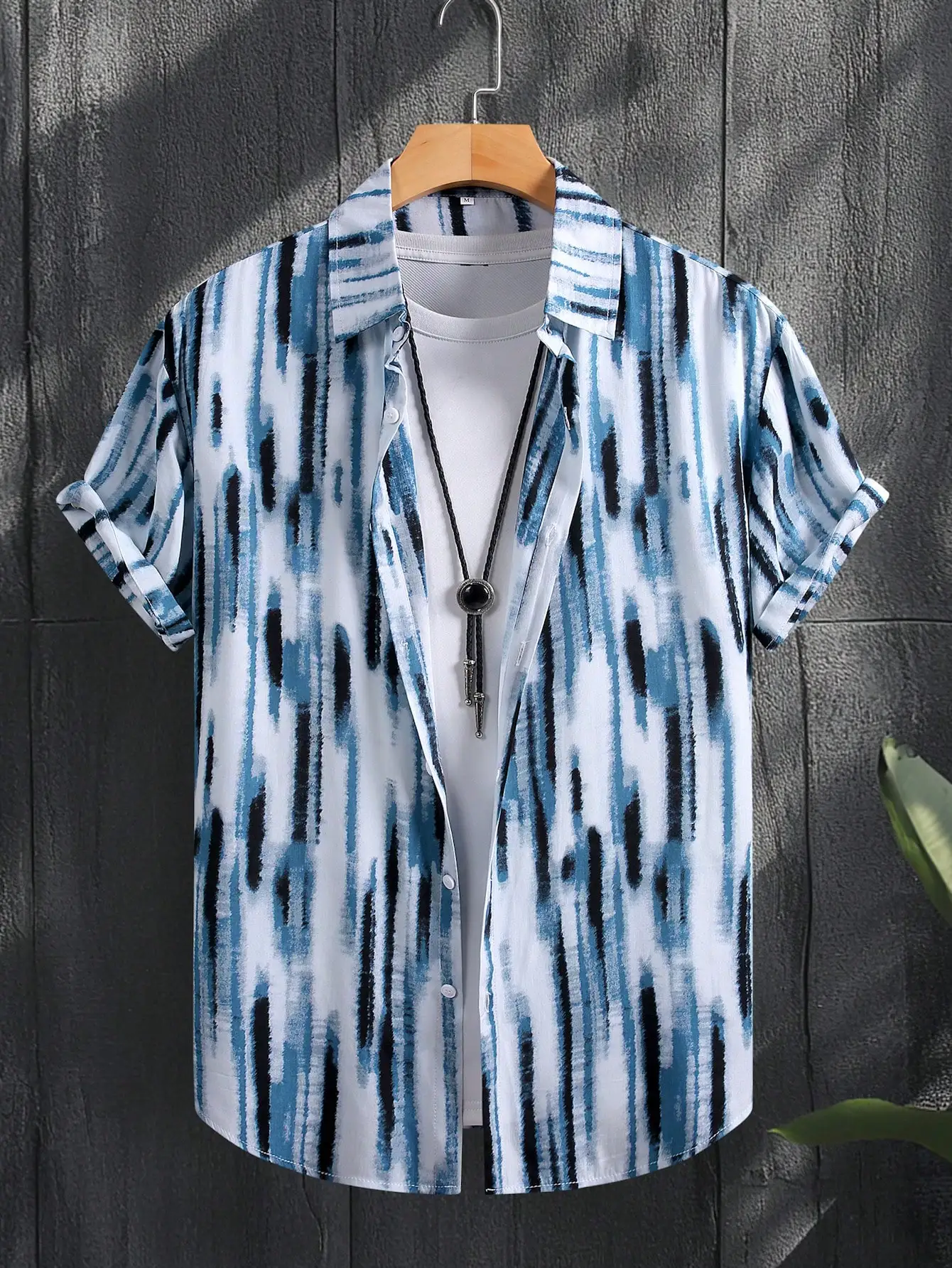 2025, heren overhemd met knopen, casual overhemd met strepenprint, kleding, groot formaat, losvallend overhemd met enkele rij knopen, vakantie strandoverhemden