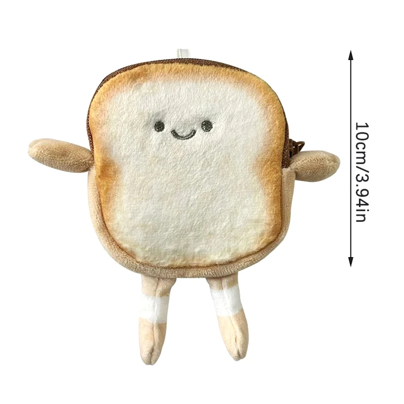 Kawaii тост плюшевый кошелек для монет креативный милый чехол для монет с хлебом мини-кошелек держатель для карт брелок для наушников сумки кулон новый