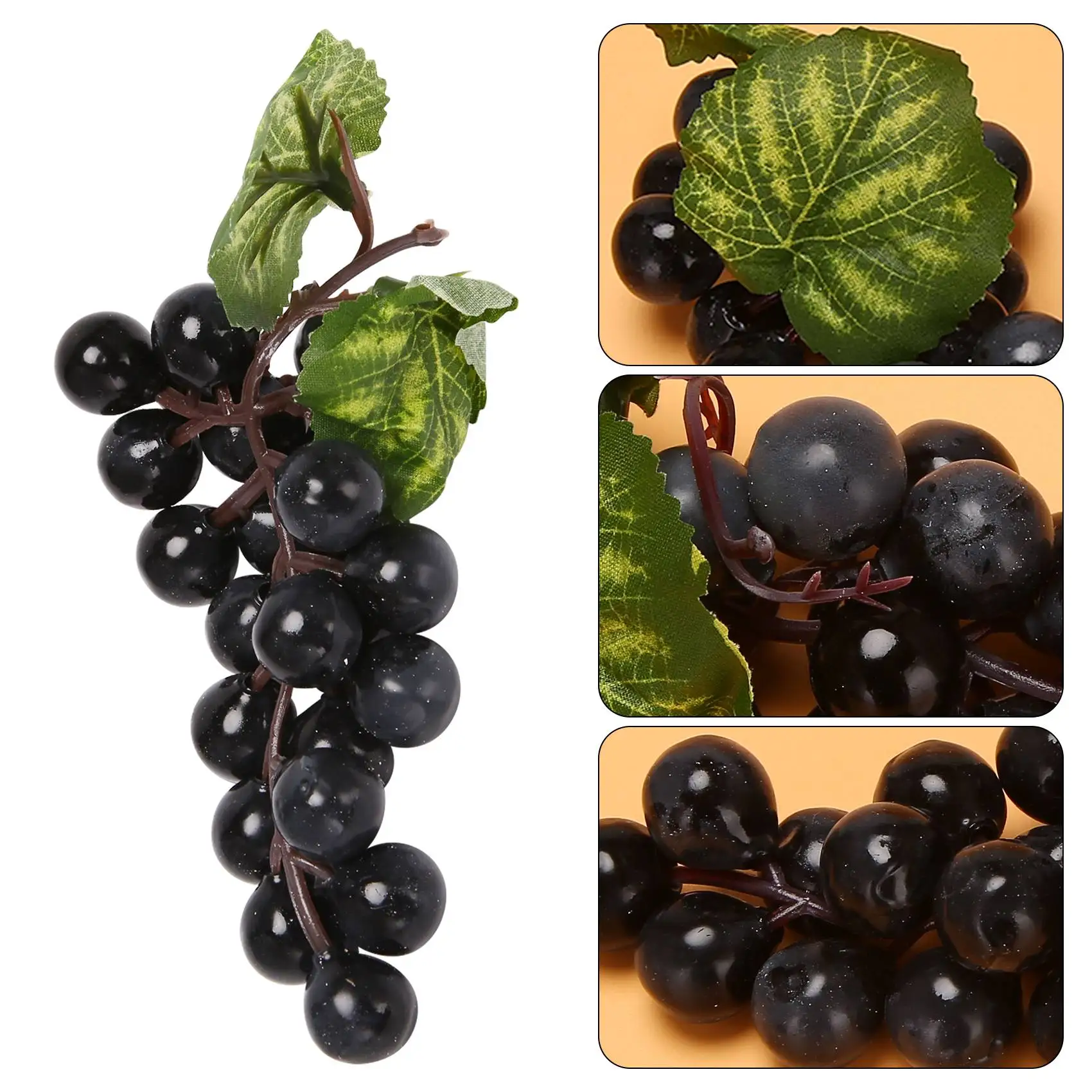 RIRI 10 مجموعات من العنب الأسود الاصطناعي من الفاكهة المزيفة للمنزل والمطبخ وحفلات الزفاف والتصوير الفوتوغرافي