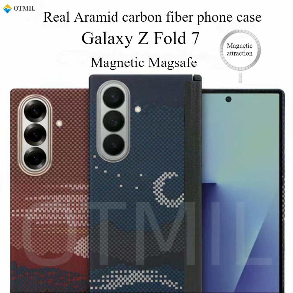 

New Original 600D Real Aramid Carbon Fiber Magsafe Phone Case for Samsung Galaxy Z Fold 7 6 Magnetic Hinge Thin Hard Armor Cover