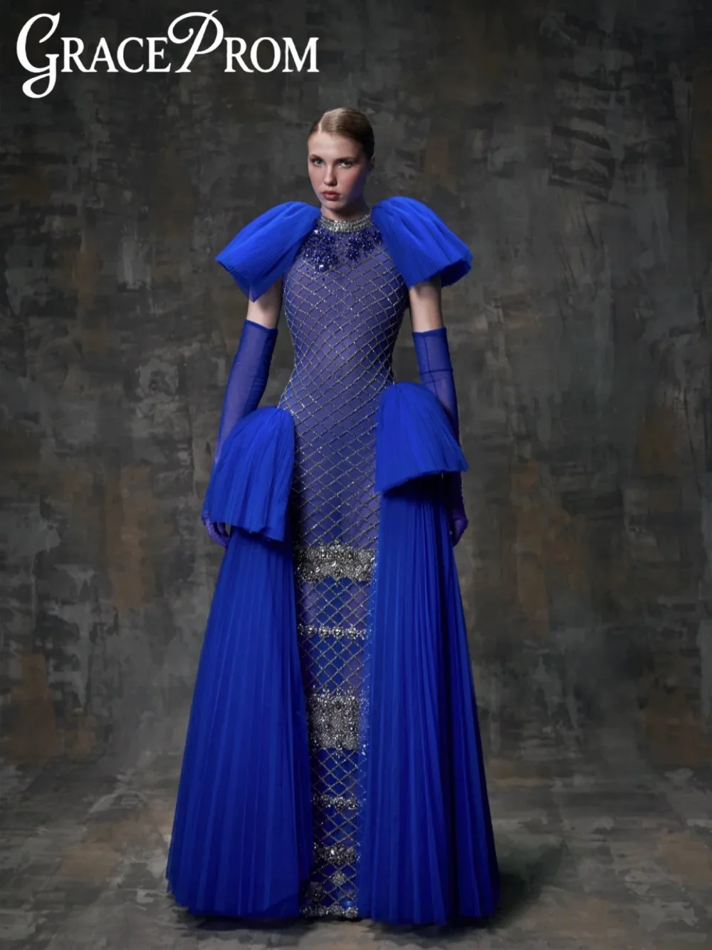 

Royal Blue Beaded Evening Dress Opulent Illusion Straight Long Wedding Party Gowns 2026 New Customized Fashion Banquet Gowns