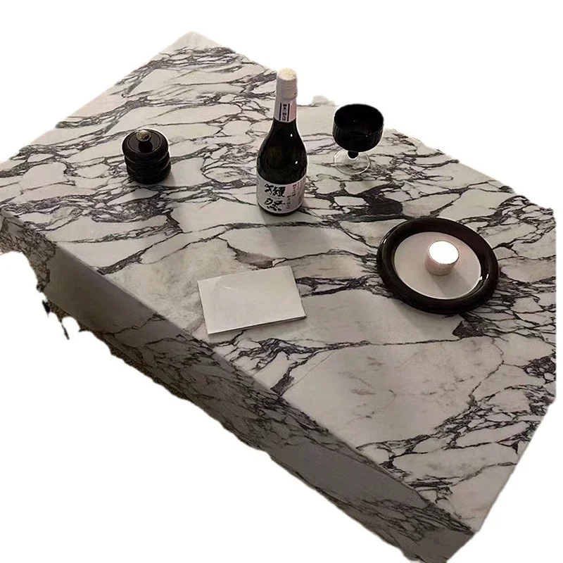 غرفة معيشة للاستخدام المنزلي، وطاولة قهوة رخامية فرنسية فاخرة وخفيفة الوزن، ومجموعة زاوية مستطيلة #1