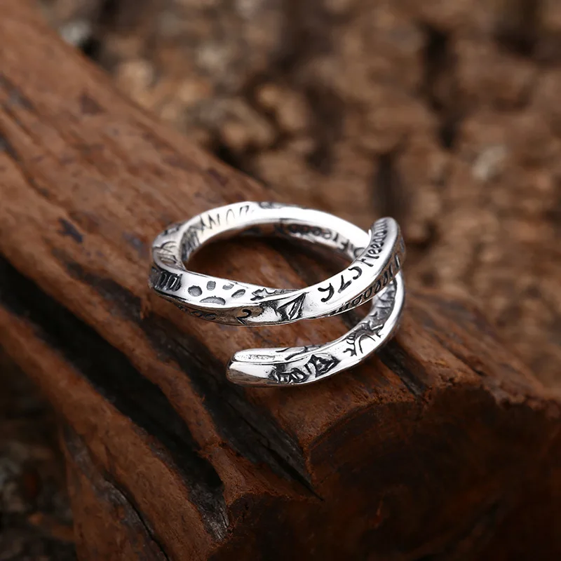 

Punk style accessories 925 sterling silver ring seiko graffiti ring ring opening thai silver retrotrendystylish jewelry