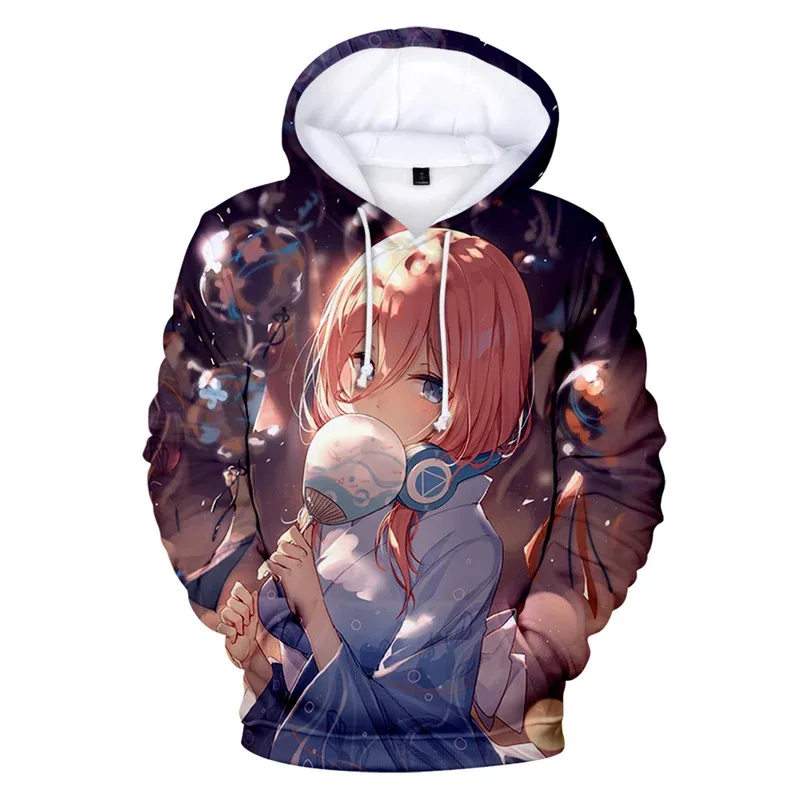 2025 yiyi3D Nakano Miku Pakaian Anak Laki-Laki Perempuan Kawaii Manga Hoodies Anak-anak Sweatshirts The Quintessential Quintuplets Hoodie Pria Wanita
