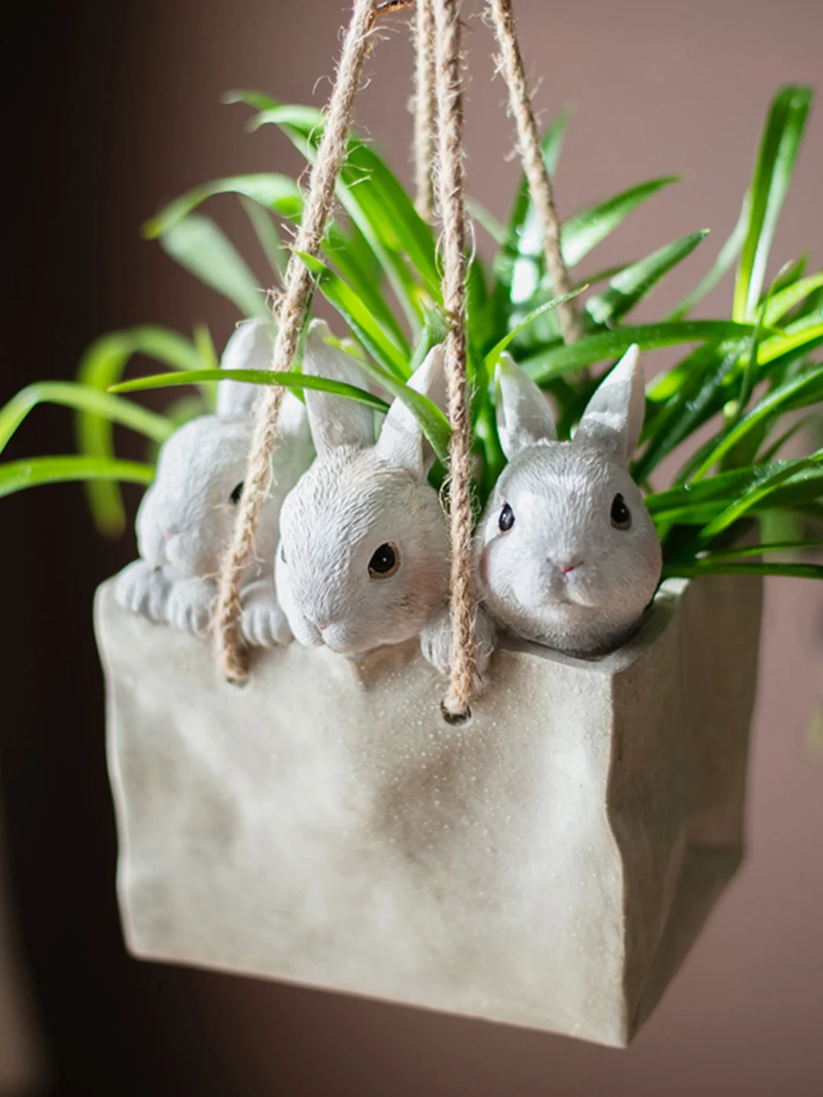 

Bunny square flower pot ornament decorative sling flowers utensil soil basket succulent cute animal creative gift