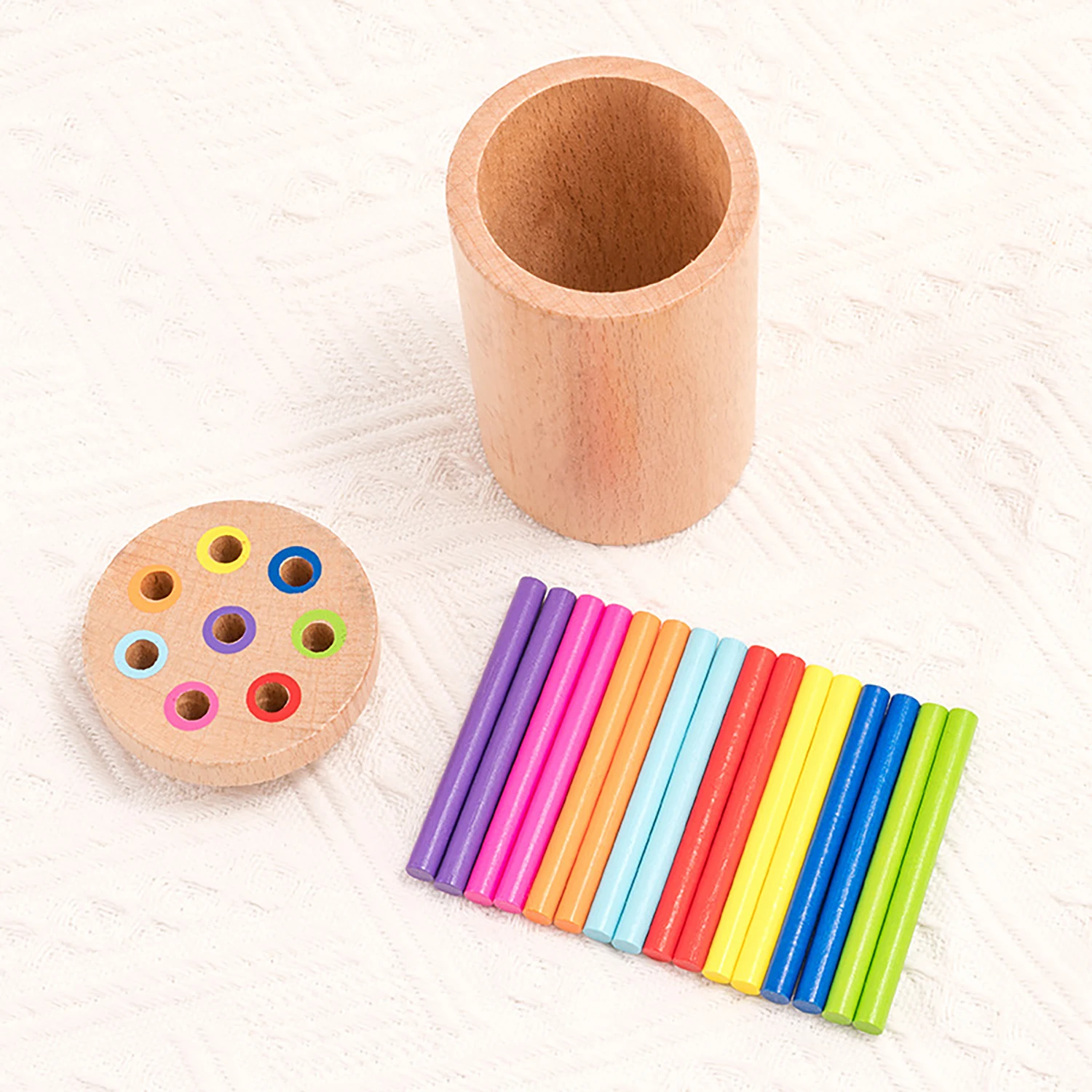 

Montessori teaching aids wooden tube color classification, educational puzzle Montessori early education toys