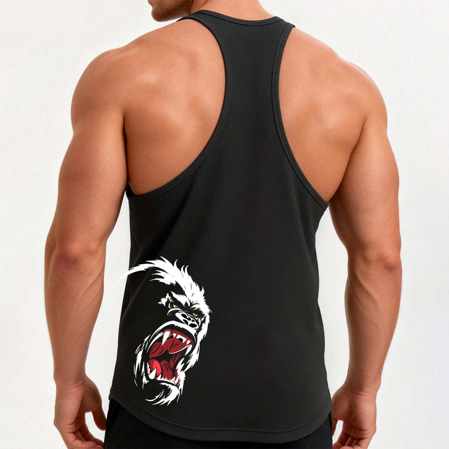 Tank Top Men Quick Dry Y-Back Gorilla Print Gym Bodybuilding Workout Sleeveless Shirt view 4