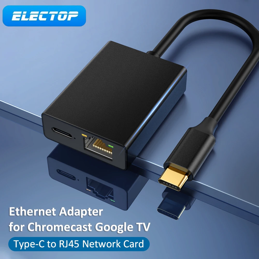 ELECTOP Ethernet Adapter for Chromecast Google TV USB C Ethernet adapter Type-C to RJ45 Network Card for Tablets Android Device