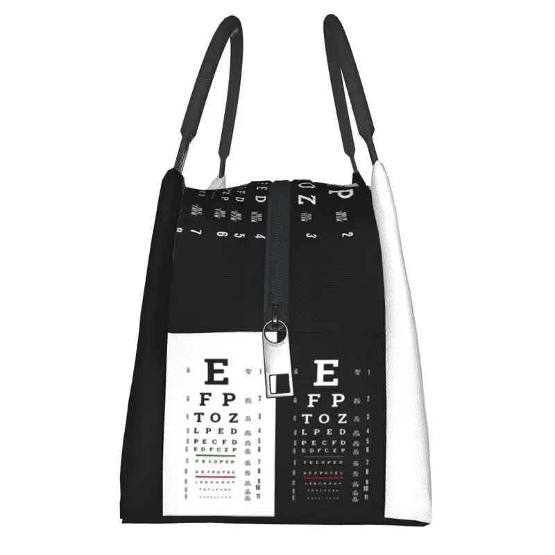 Custom Snellen Chart Eye Test Insulated Lunch Bag Optometrist Optician Resuable Thermal Cooler  Box For Women Picnic Tote