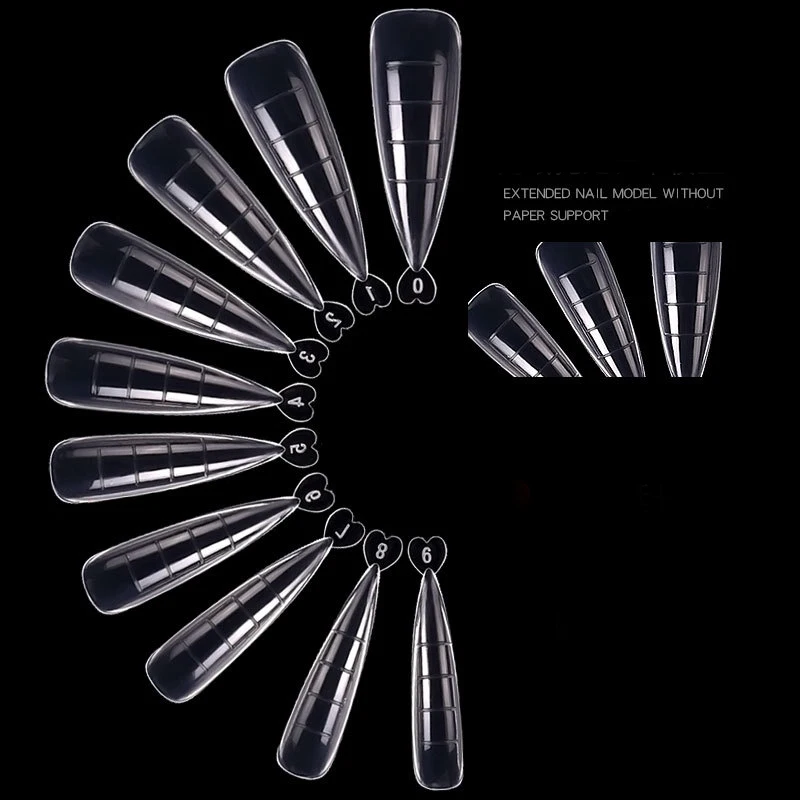 100Pcs Quick Building Nail Mold Tips Dual Forms Finger Extension Nail Art UV Extend Gel Stiletto Nails