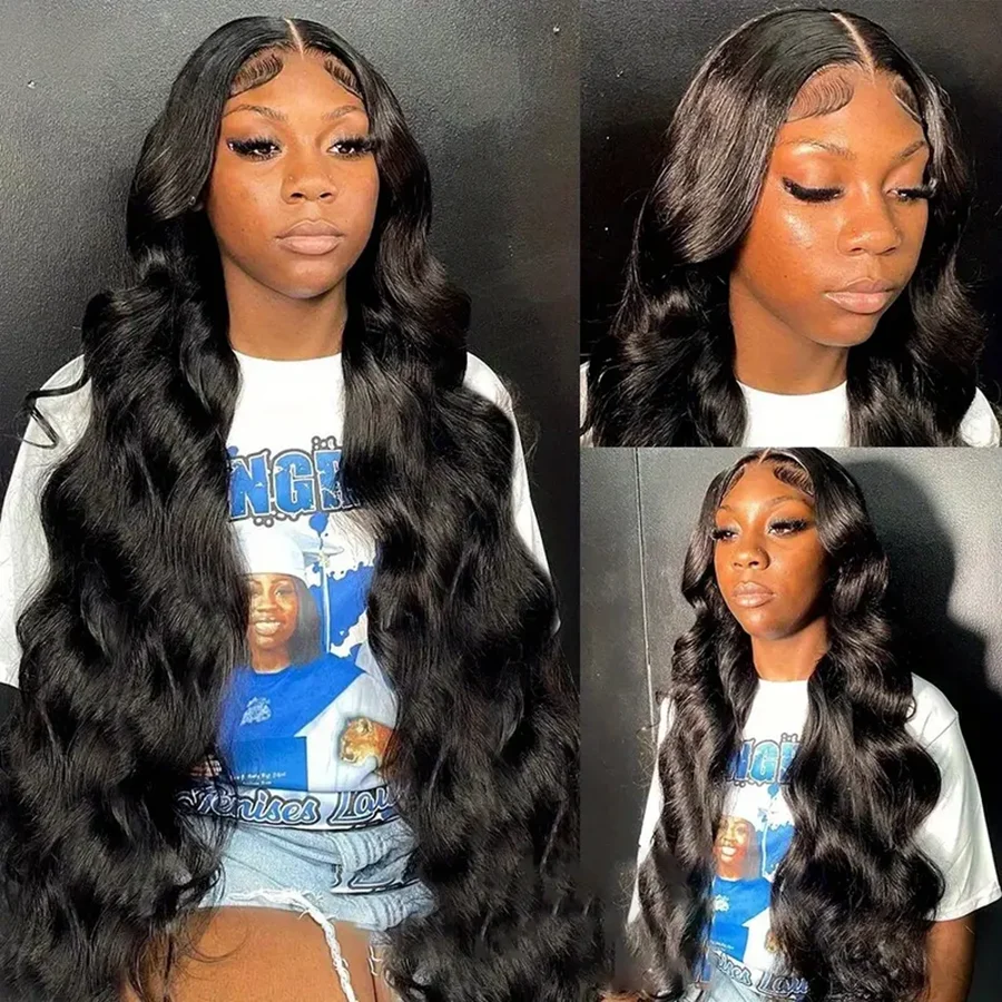 40 بوصة 250% الكثافة 13x4 الجسم موجة الدانتيل الجبهة الباروكات شعر الإنسان قبل قطعها الدانتيل الشفاف الباروكات الأمامية شعر الإنسان للنساء